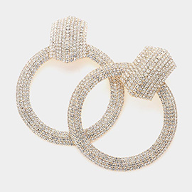 Rhinestone Paved Doorknocker Evening Earrings