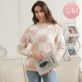 Small/Medium - Microfiber Checkered Sweater