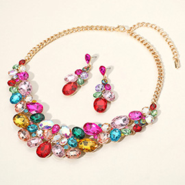 Multi Stone Bubble Cluster Evening Necklace