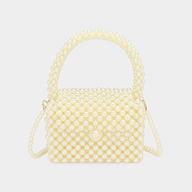 Pearl Beaded Mini Top Handle Handbag / Crossbody Bag