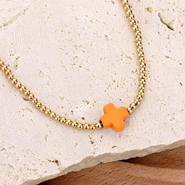 Cross Pointed Metal Ball Beaded Necklace