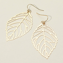 Metal Cut Out Leaf Dangle Earrings