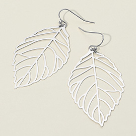 Metal Cut Out Leaf Dangle Earrings