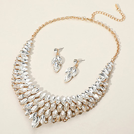 Marquise Stone Cluster Embellished Collar Evening Necklace