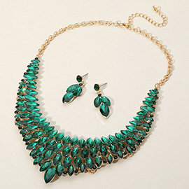 Marquise Stone Cluster Embellished Collar Evening Necklace