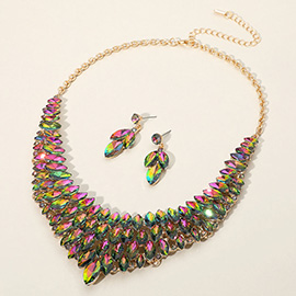 Marquise Stone Cluster Embellished Collar Evening Necklace