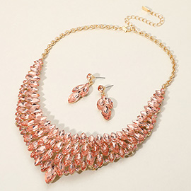 Marquise Stone Cluster Embellished Collar Evening Necklace