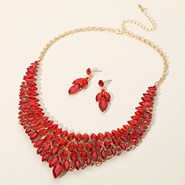 Marquise Stone Cluster Embellished Collar Evening Necklace