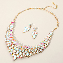 Marquise Stone Cluster Embellished Collar Evening Necklace