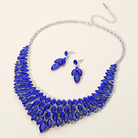 Marquise Stone Cluster Embellished Collar Evening Necklace