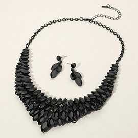 Marquise Stone Cluster Embellished Collar Evening Necklace