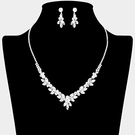 Marquise Round Stone Cluster Rhinestone Necklace