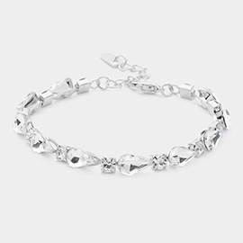 Teardrop Round Stone Link Evening Bracelet