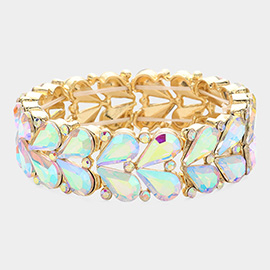 Teardrop Stone Cluster Embellished Stretch Evening Bracelet
