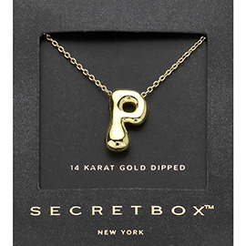 SECRET BOX_ -P- 14K Gold Dipped Bubble Initial Pendant Necklace