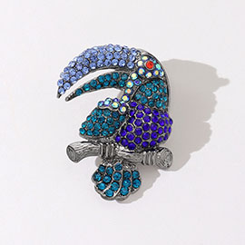 Rhinestone Paved Toucan Pin Brooch