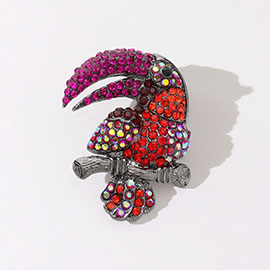 Rhinestone Paved Toucan Pin Brooch