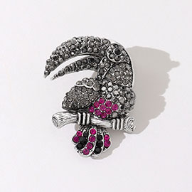 Rhinestone Paved Toucan Pin Brooch