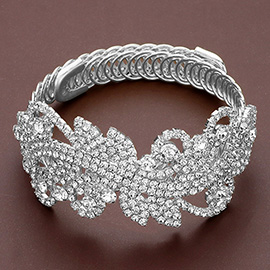 Rhinestone Paved Vine Adjustable Evening Bracelet