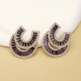 Stone Embellished Double Horseshoe Earrings