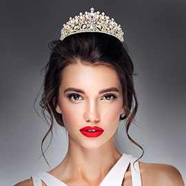 Marquise Teardrop Round Stone Cluster Embellished Pageant Princess Tiara