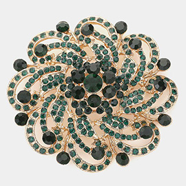 Pave Flower Pin Brooch