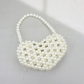 Pearl Heart Beaded Hand Bag