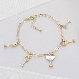 Cocktail Hour Charm Station Paperclip Chain Bracelet
