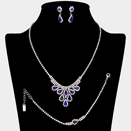 Teardrop Stone Embellished Rhinestone Paved Jewelry Set