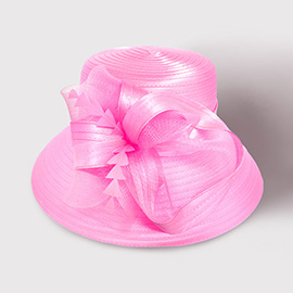 Feather Pointed Mesh Bow Dressy Hat