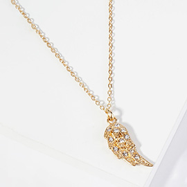 Stone Paved Wing Pendant Necklace