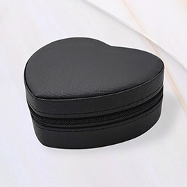 Faux Leather Portable Heart Jewelry Box
