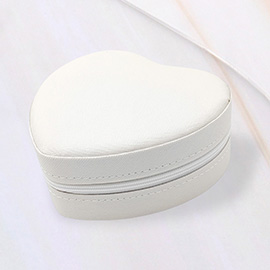 Faux Leather Portable Heart Jewelry Box