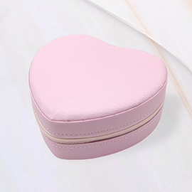 Faux Leather Portable Heart Jewelry Box