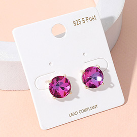 Round Stone Cushion Stud Earrings