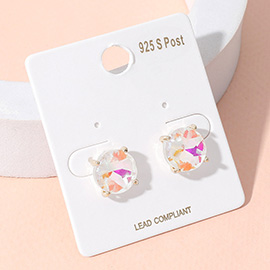 Round Stone Cushion Stud Earrings
