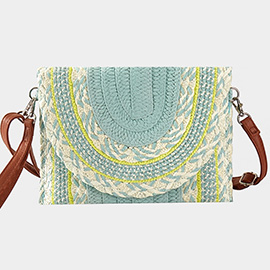 Multi Pattern Straw Clutch / Crossbody Bag