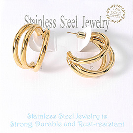 18K Gold Dipped Stainless Steel Split Hoop Earrings