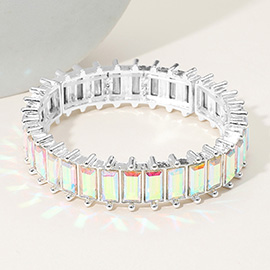 Baguette Stone Cluster Beaded Stretch Evening Bracelet