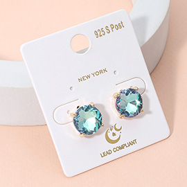 Round Stone Cushion Stud Earrings