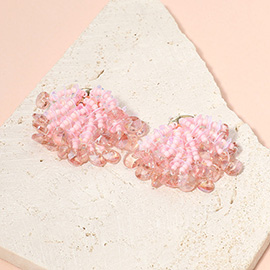 Faceted Seed Beaded Cluster Earrings
