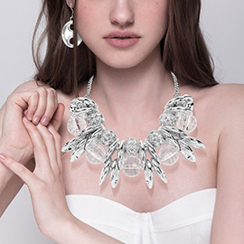 Oversized Acrylic Ball Mariner Link Beaded Statement Necklace