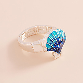 Enamel Seashell Locket Stretch Ring