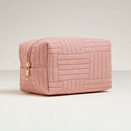 Grid Pattern Cosmetic Pouch Bag