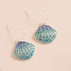 Stone Paved Seashell Dangle Earrings