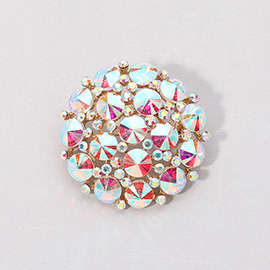 Round Glass Stone Cluster Pin Brooch