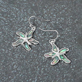 Abalone Starfish Dangle Earrings