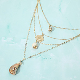 Seashell Pendant Layered Necklace