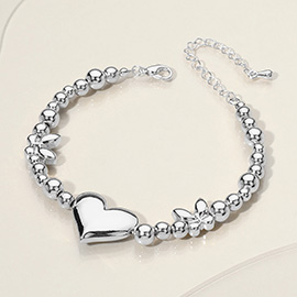 Stainless Steel Heart Butterfly Ball Beaded Bracelet