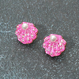 Pearl Confetti Glittered Seashell Stud Earrings